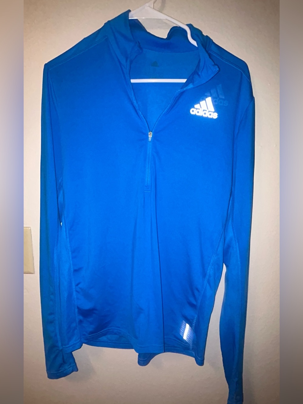 adidas Own the Run 1/2-Zip Running Long Sleeve Shirt - Bright Blue, Size S